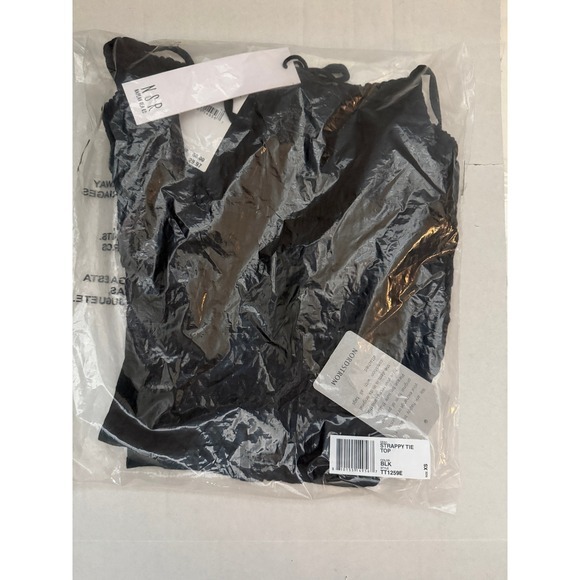 NSR Strappy Tie Top Black Smocked Peplum Camisole XS NWT - Picture 6 of 6